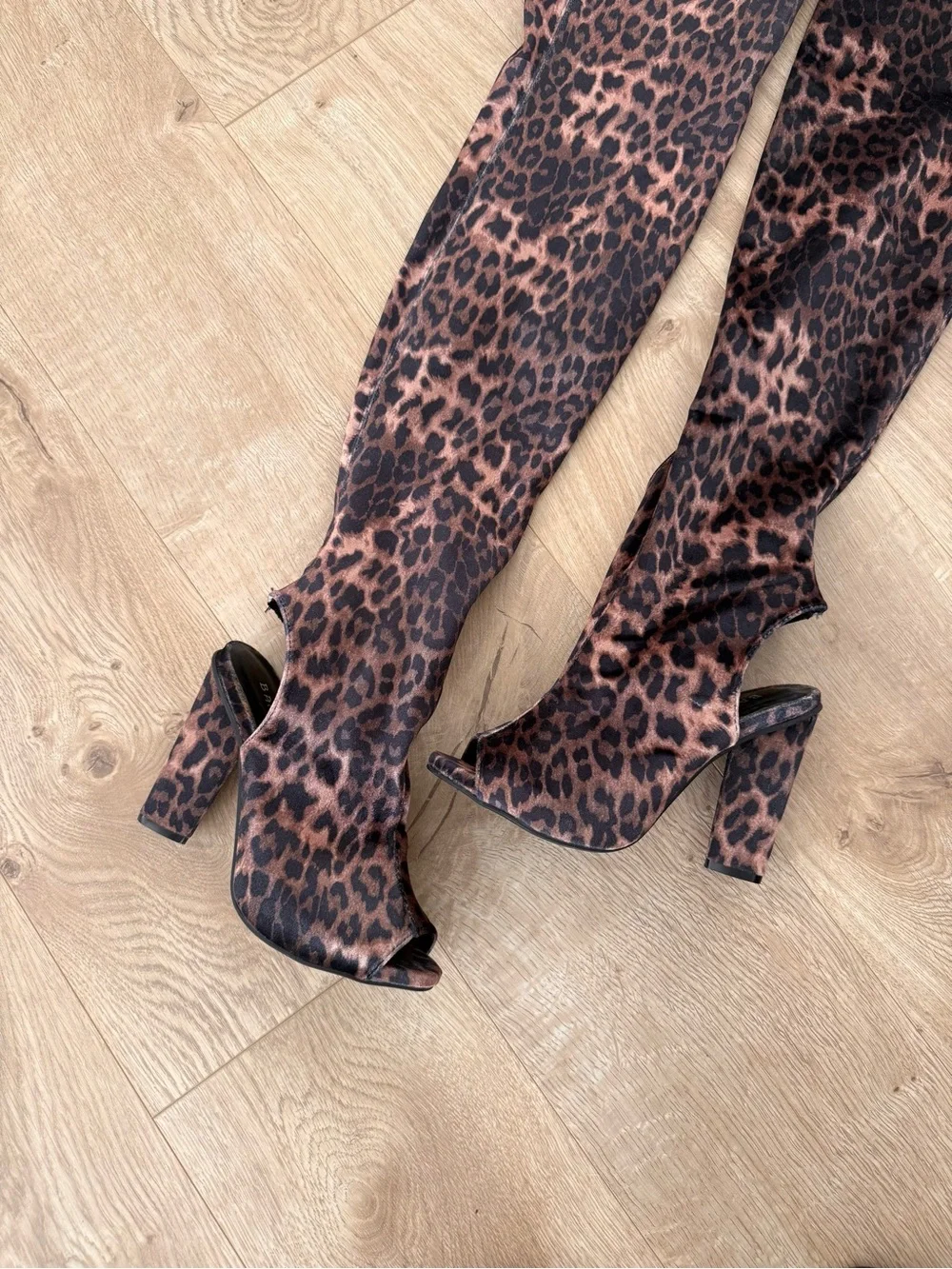 Bamboo Leopard Print Over-the-Knee Boots | Size 7
